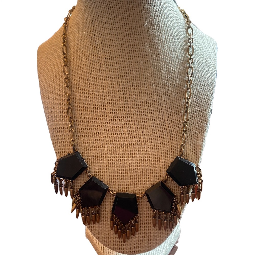 J Crew Vintage Gold and Black Adjustable Necklace